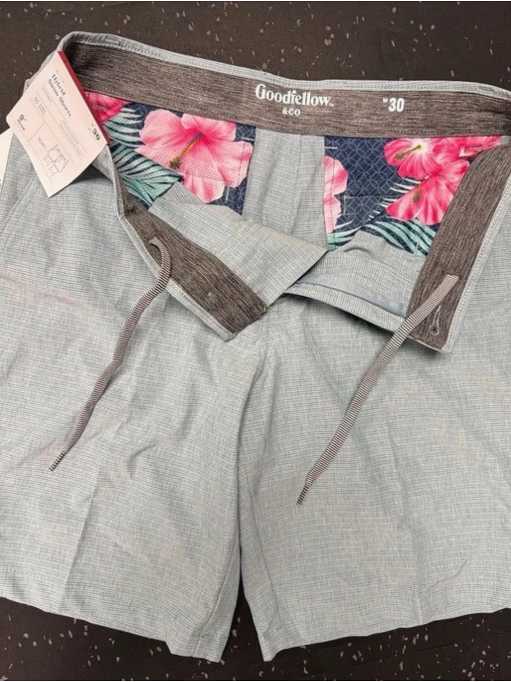 Goodfellow & Co Light Blue Women's Shorts with Pink Floral Trim